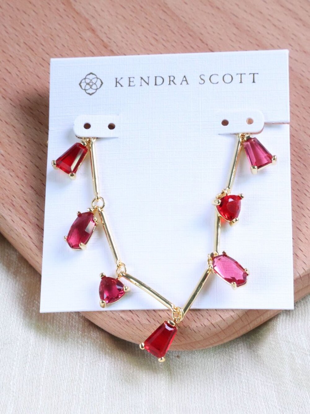 NEW Kendra Scott Blair Jewel Strand Necklace Gold Ruby Mix